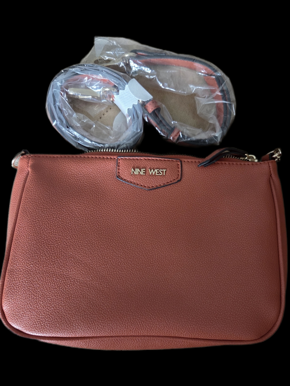 Nine West Mocha Pebbled Crossbody Bag New Never Used.